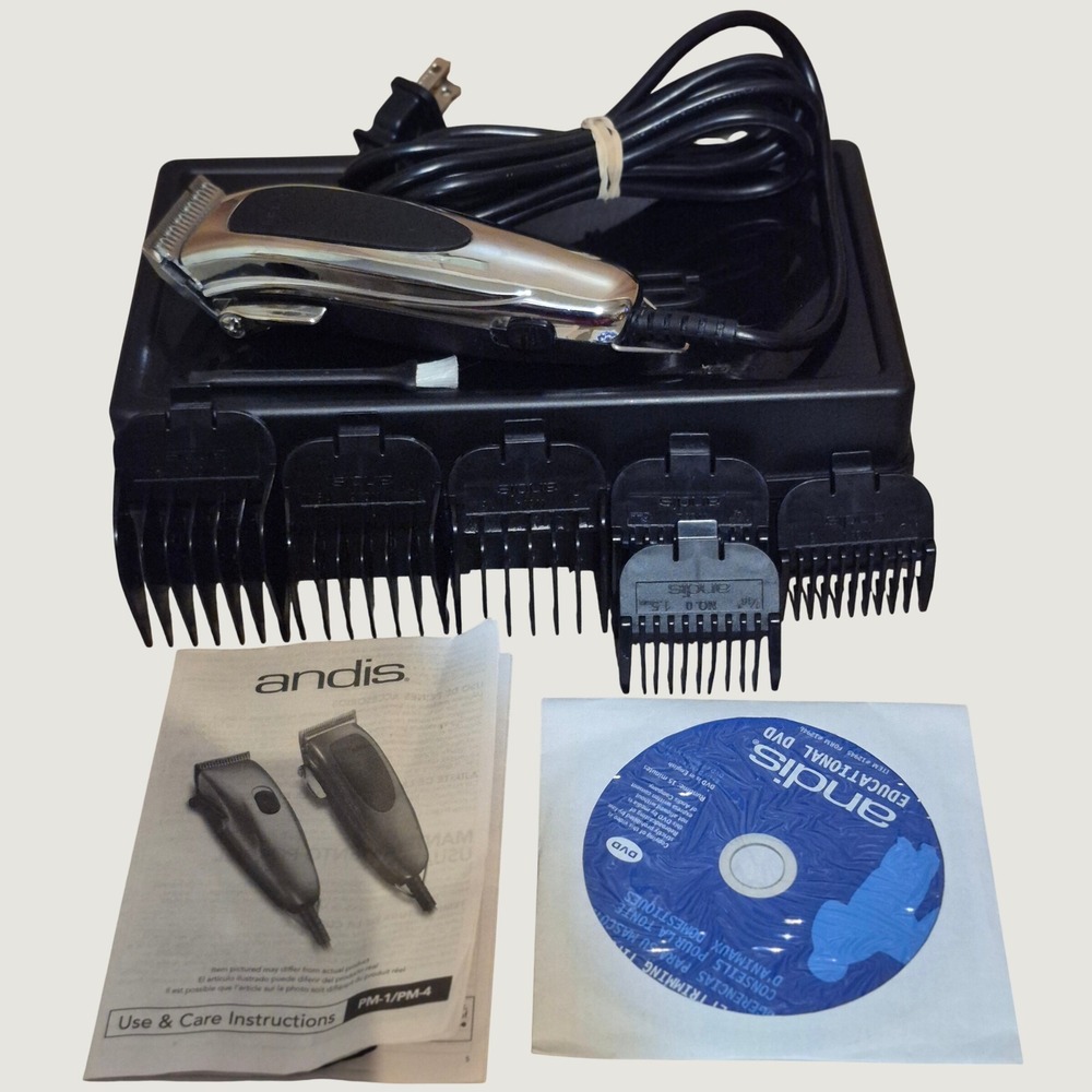 Andis Hair Clipper PM-4 Adjustable Blade Professional Grooming Kit Chrome Silver